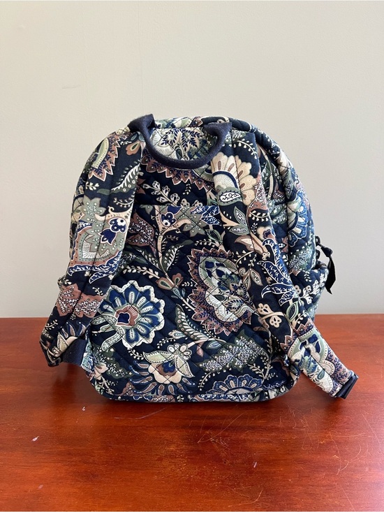Vera Bradley Campus Cotton Quilted Backpack Small Bookbag Java Navy Camo Floral main image 9